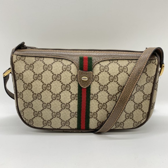 GUCCI Handbags - GUCCI Old Gucci 89 02 Shoulder Bag GG Supreme Sherry Line Beige Brown Women's...